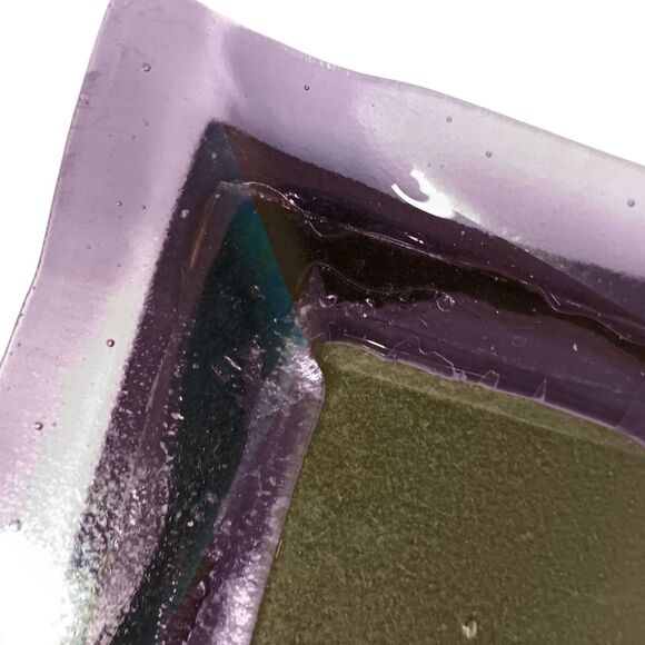 Purple Two Toned Art Glass Picture Frame Handmade Signed O'Shea 6"x7 Photo 3.5x5 - Picture 8 of 13